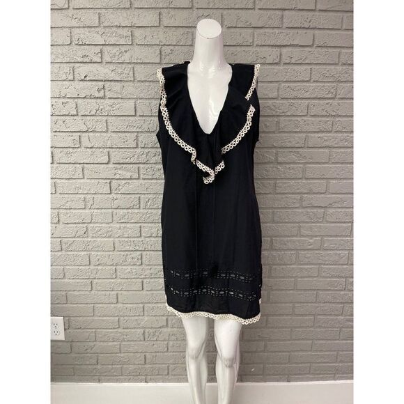 Mudpie Black Ruffle Dress with Crochet Detail Size M - Picture 1 of 12